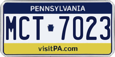 PA license plate MCT7023