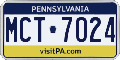 PA license plate MCT7024