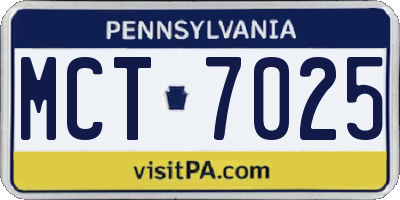 PA license plate MCT7025
