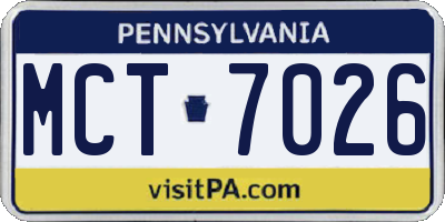 PA license plate MCT7026