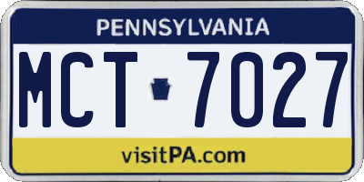 PA license plate MCT7027