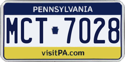PA license plate MCT7028