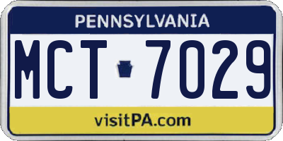 PA license plate MCT7029