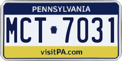 PA license plate MCT7031