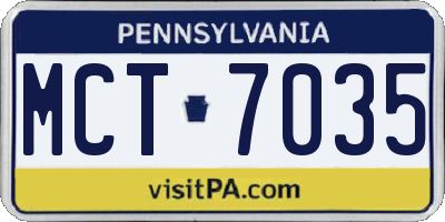 PA license plate MCT7035