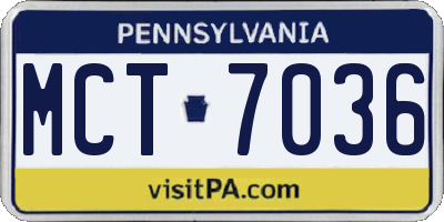 PA license plate MCT7036