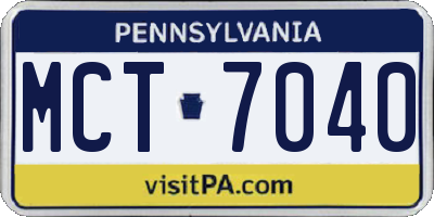PA license plate MCT7040