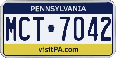 PA license plate MCT7042