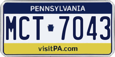 PA license plate MCT7043