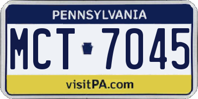 PA license plate MCT7045