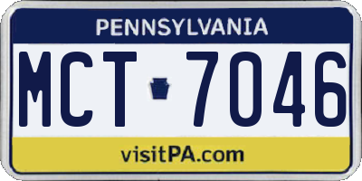 PA license plate MCT7046