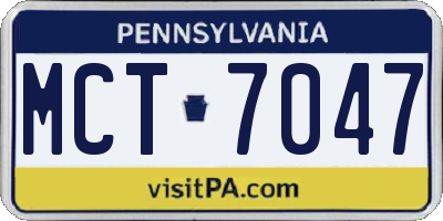 PA license plate MCT7047