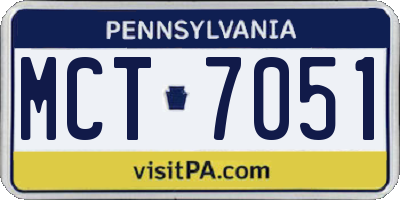PA license plate MCT7051