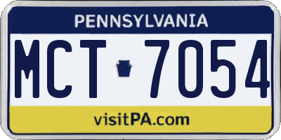 PA license plate MCT7054