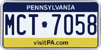 PA license plate MCT7058