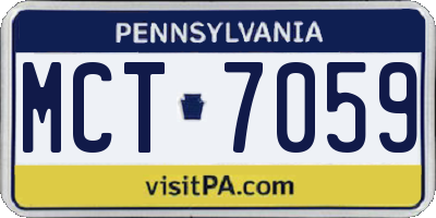 PA license plate MCT7059
