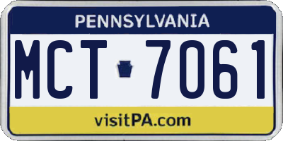 PA license plate MCT7061