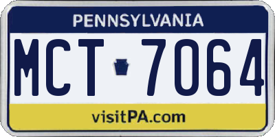 PA license plate MCT7064