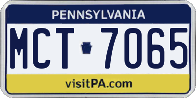 PA license plate MCT7065