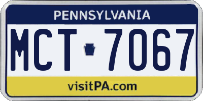 PA license plate MCT7067