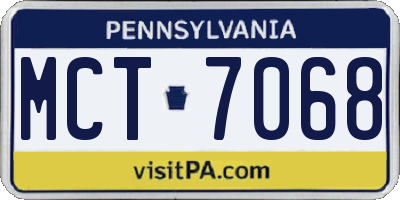 PA license plate MCT7068