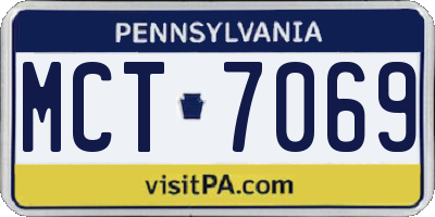 PA license plate MCT7069