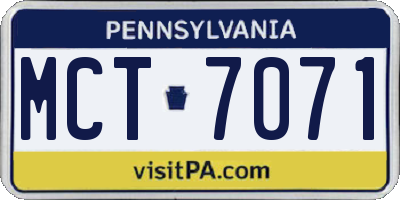 PA license plate MCT7071