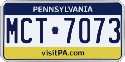 PA license plate MCT7073