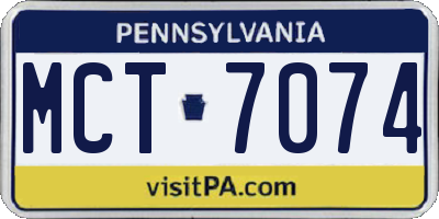 PA license plate MCT7074