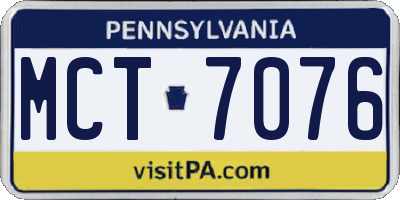 PA license plate MCT7076