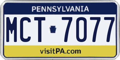 PA license plate MCT7077