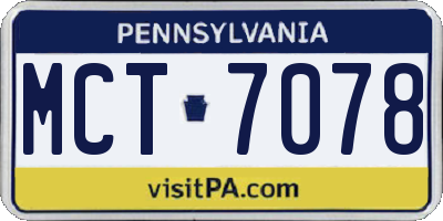 PA license plate MCT7078