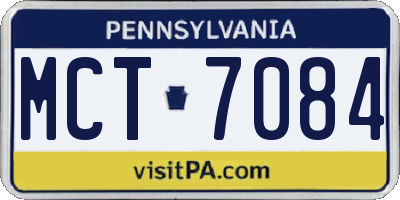 PA license plate MCT7084