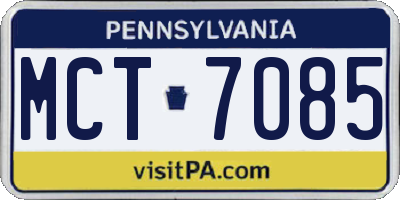 PA license plate MCT7085