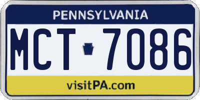 PA license plate MCT7086