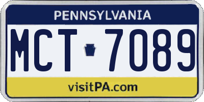 PA license plate MCT7089