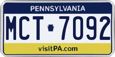PA license plate MCT7092