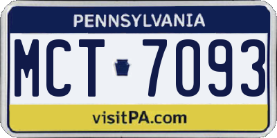 PA license plate MCT7093