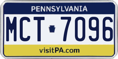 PA license plate MCT7096