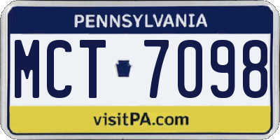 PA license plate MCT7098