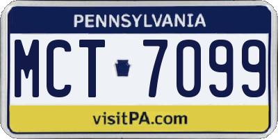 PA license plate MCT7099