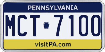PA license plate MCT7100