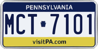 PA license plate MCT7101