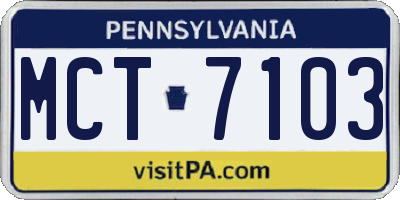 PA license plate MCT7103