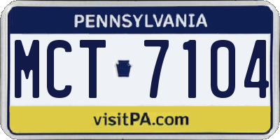 PA license plate MCT7104
