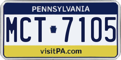 PA license plate MCT7105
