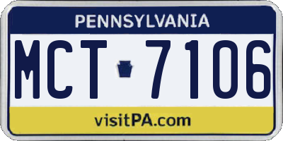 PA license plate MCT7106