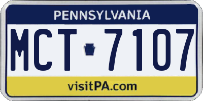 PA license plate MCT7107