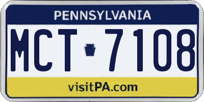 PA license plate MCT7108