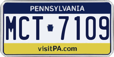 PA license plate MCT7109